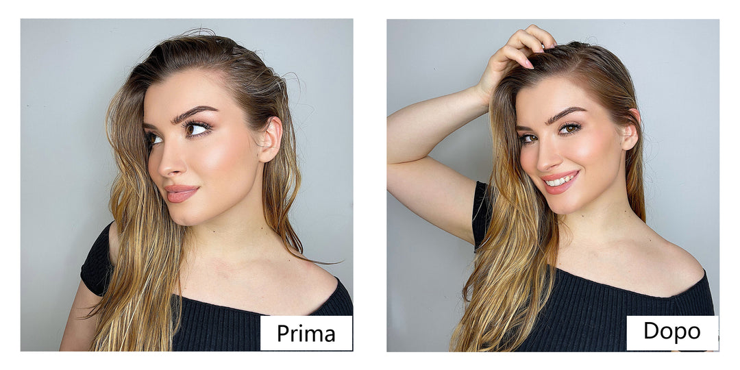 Immagini confronto prima e dopo dell'uso delle fibre per capelli Lemooree 3